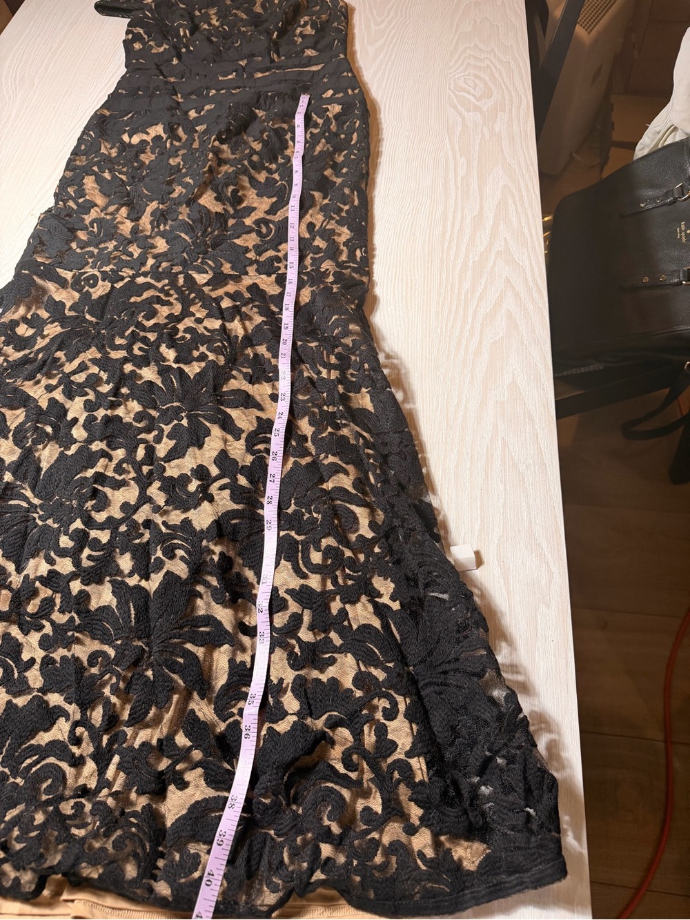 Tadashi Shoji Black Lace Maxi Gown with Nude Illusion - Picture 11 of 11